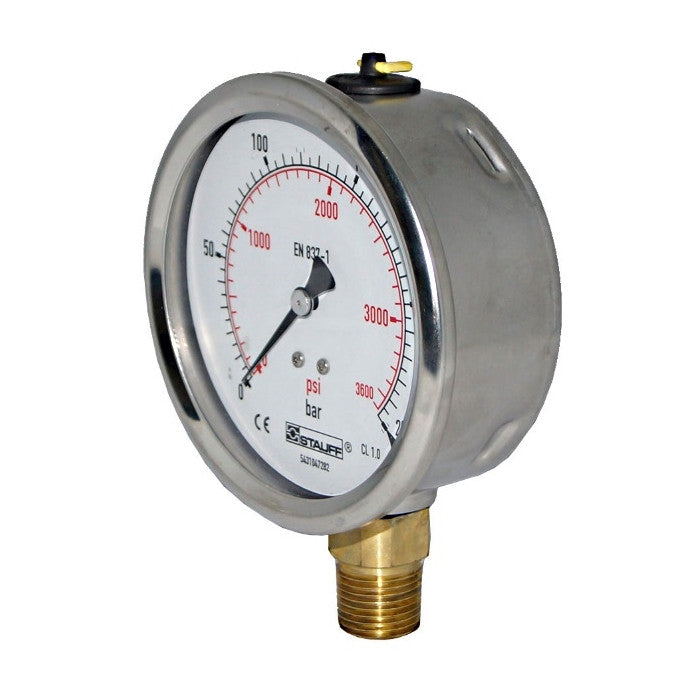 100mm Dial Face Stem Mount Pressure Gauge with BSPP Connection